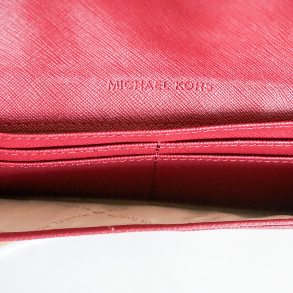 Michael Kors Hayes Flat Leather Wallet Mulberry - Picture 5 of 8